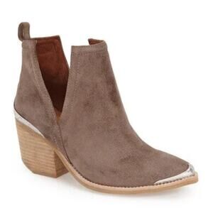Jeffrey Campbell Cromwell Western Boots 6 Suede Ankle Booties Cut Out Heel